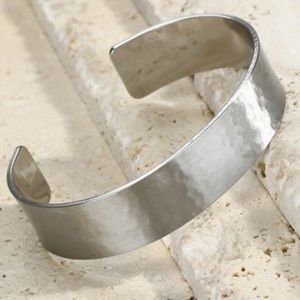 Hammered Solid Cuff - Silver-tone
